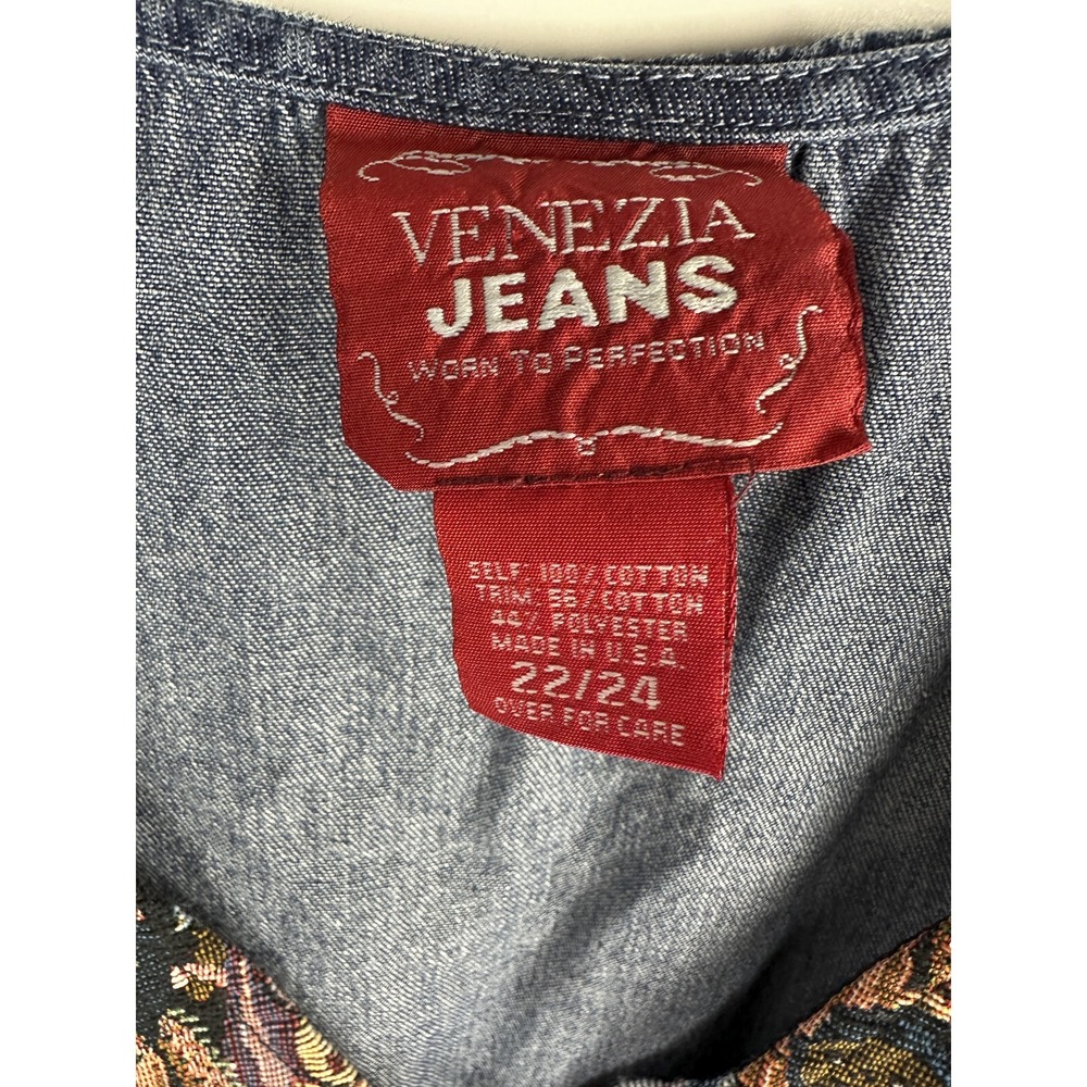 Vtg 90s Venezia Jeans Children Around The World Denim Maxi Dress Plus Size 22/24 - Picture 13 of 16